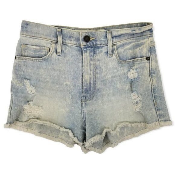Abercrombie & Fitch Light Wash Distressed Bleach Cut Off Denim Shorts High Rise - Picture 1 of 5
